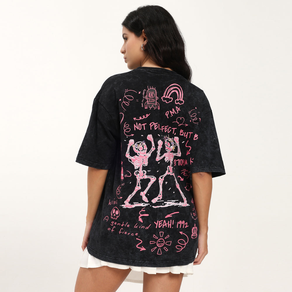 Skeleton Doodle Oversize T Shirt