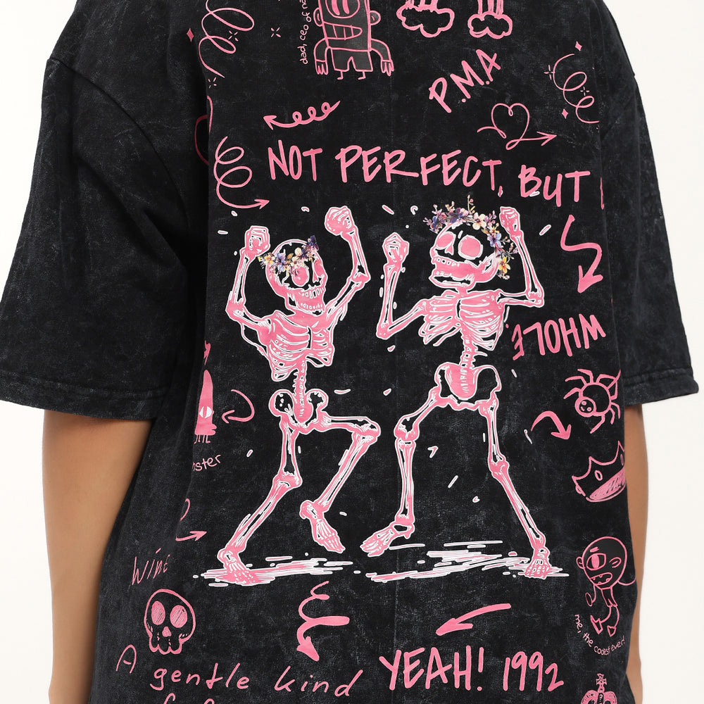 Skeleton Doodle Oversize T Shirt